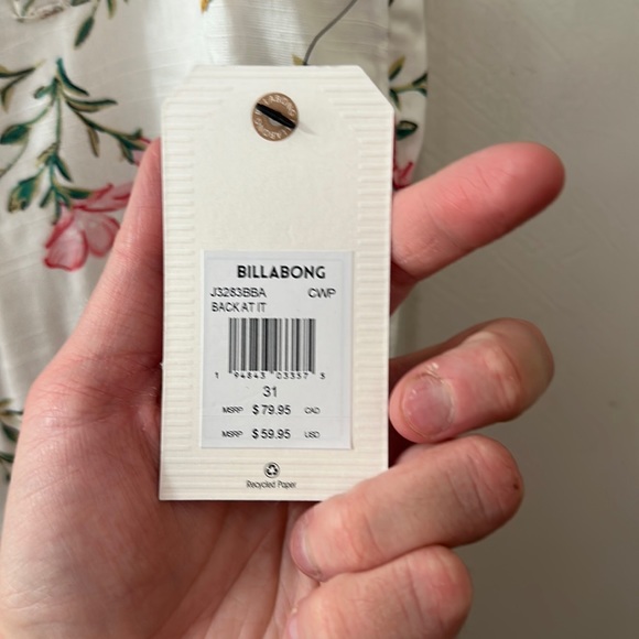 BILLABONG BACK AT IT FLORAL LINEN PANTS: WHITE: NWT: SZ 31 - Picture 4 of 7